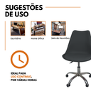 Ver imagem 2 de Cadeira Office Base Cromada com Rodizio Giratória Saarinen - Preto - 1