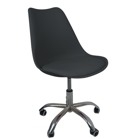 Cadeira Office Base Cromada com Rodizio Giratória Saarinen - Preto - 1