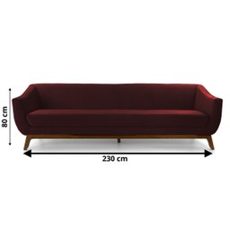 Sofá 3 Lugares Milano Bordo Base Madeira - Larbelle Móveis - 1