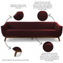 Ver imagem 5 de Sofá 3 Lugares Milano Bordo Base Madeira - Larbelle Móveis