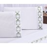 Lençol Padrão Casal 400 Fios Veneza Branco com Verde 4pçs - 3