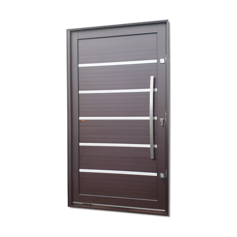 Porta Pivotante Alumínio Lamb.Premium c/Pux.D.Elite Marrom Corten 240x130 Brimak