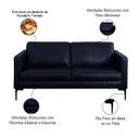 Ver imagem 3 de Sofá Decorativo Sala de Estar Europa 3 Lugares 220cm Couro Azul Marinho - Mozzelar