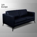 Ver imagem 2 de Sofá Decorativo Sala de Estar Europa 3 Lugares 220cm Couro Azul Marinho - Mozzelar