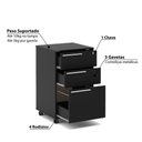 Ver imagem 3 de Gaveteiro Maia com 3 Gavetas e Chave - Preto