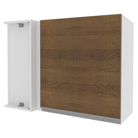 Armário Aéreo de Canto Madesa Acordes 100% MDF 1 Porta Branco/Rustic Cor:Branco/Rustic