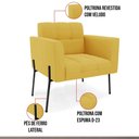 Ver imagem 3 de Poltrona Sala Decorativa Kit 2 Elisa Pé Aço Lateral Preto Veludo Mostarda D03 - D’Rossi