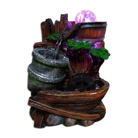 Fonte de Água Decorativa Led Cascata Paisagem Relaxante 26044 Jarros de Prata