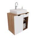 Ver imagem 6 de Balcão Gabinete para Banheiro Suspenso 60cm com 1 Gaveta e 1 Porta Bn3605 Amêndoa Branco sem Cuba