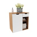 Ver imagem 3 de Balcão Gabinete para Banheiro Suspenso 60cm com 1 Gaveta e 1 Porta Bn3605 Amêndoa Branco sem Cuba