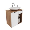 Ver mais imagens de Balcão Gabinete para Banheiro Suspenso 60cm com 1 Gaveta e 1 Porta Bn3605 Amêndoa Branco sem Cuba