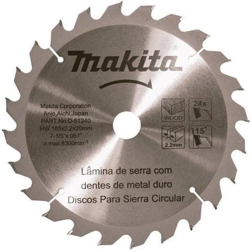 Disco de Corte para Serra Makita D-53140 24 Dentes 185x20mm
