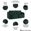 Ver imagem 3 de Sofá Cama Casal para Sala 236cm Polska K04 Veludo Verde - Mpozenato