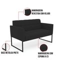 Ver imagem 2 de Kit 1 Sofá Namoradeira e 1 Poltrona Elisa Veludo Base Metálica Industrial Preto - D'Rossi Cor