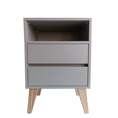 1 Mesa de Cabeceira 2 Gav e Nicho 100% Mdf Montado Gianduia Trama C/ Pés 60cm