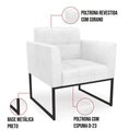 Ver imagem 7 de Kit 1 Sofá Namoradeira e 2 Poltronas Elisa Corano Branco Base Metálica Industrial Preto - D'Rossi