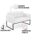 Ver imagem 2 de Kit 1 Sofá Namoradeira e 2 Poltronas Elisa Corano Branco Base Metálica Industrial Preto - D'Rossi
