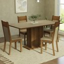 Ver imagem 1 de Conjunto Sala de Jantar Mesa Tampo de Madeira 4 Cadeiras Crema/rustic/bege Elisa Madesa
