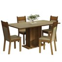 Ver imagem 2 de Conjunto Sala de Jantar Mesa Tampo de Madeira 4 Cadeiras Crema/rustic/bege Elisa Madesa