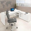 Ver imagem 1 de Mesa P/ Escritório em L 1,90m Web40 C/ Armário Branco/branco
