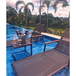 Espreguiçadeira de Piscina em Tela Sling e Aluminio Marrom Trama Móveis - 4