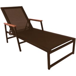 Espreguiçadeira de Piscina em Tela Sling e Aluminio Marrom Trama Móveis - 1