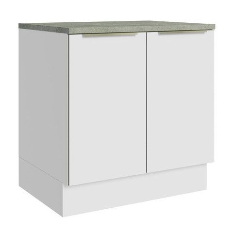 Balcão 80Cm 2PTSBranco/Branco Veludo Lux Madesa Branco