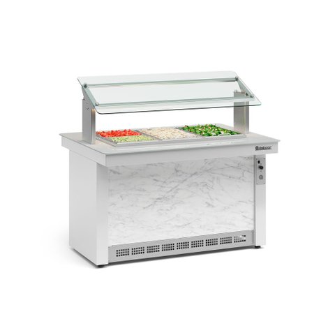 Buffet Refrigerado Linha Vitra Gbrf-140Br Branco/Mármore com Vidros Serigrafados e Iluminação LED