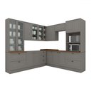 Ver imagem 2 de Cozinha Completa Americana 14 Portas 7 Gavetas com Vidro 100% Mdf Cinza/nature - Henn