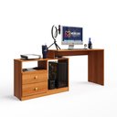 Ver imagem 3 de Mesa para Computador Flex em Linear com Corrediças Telescópicas e Puxadores ABS Jequitiba