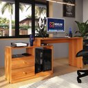 Ver imagem 2 de Mesa para Computador Flex em Linear com Corrediças Telescópicas e Puxadores ABS Jequitiba