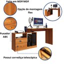 Ver imagem 4 de Mesa para Computador Flex em Linear com Corrediças Telescópicas e Puxadores ABS Jequitiba
