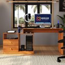 Ver imagem 1 de Mesa para Computador Flex em Linear com Corrediças Telescópicas e Puxadores ABS Jequitiba