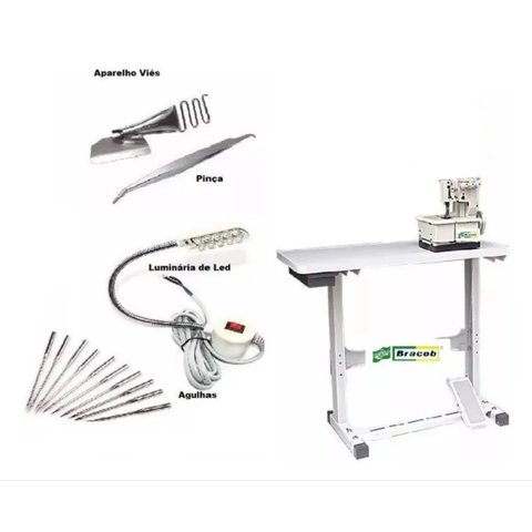 Galoneira Semi-industrial Bracob 3agulhas, com Mesa+kitpeças