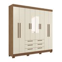 Ver imagem 3 de Guarda-roupa Casal Santana 8 Portas 6 Gavetas com Espelho Jatoba/areia - Pnr Móveis