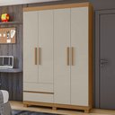 Ver imagem 1 de Guarda-roupa Solteiro Zeus 4 Portas 2 Gavetas 59602.58 Amêndoa Clean/off White - Móveis Lopas