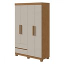 Ver imagem 2 de Guarda-roupa Solteiro Zeus 4 Portas 2 Gavetas 59602.58 Amêndoa Clean/off White - Móveis Lopas