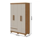 Ver imagem 4 de Guarda-roupa Solteiro Zeus 4 Portas 2 Gavetas 59602.58 Amêndoa Clean/off White - Móveis Lopas