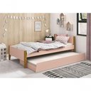 Ver imagem 2 de Cama Babá Solteiro com Auxiliar Simba Rosa Fosco com Madeira - Moveisaqui