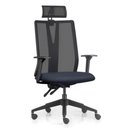Ver imagem 1 de Cadeira Escritório Giratória Presidente Flow F02 Base Preta Sintético Azul - Lyam Decor