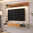 Ver imagem 1 de Painel Denver para TV até 65 Polegadas com LED Embutido MDF 25mm Off White/Jequitiba