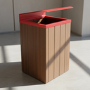 Ver imagem 3 de Lixeira de Madeira Plástica com Tampa Basculante Vermelha 96l