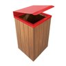 Lixeira de Madeira Plástica Ecológica com Tampa Basculante Vermelha 96l - 1