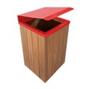 Ver imagem 1 de Lixeira de Madeira Plástica com Tampa Basculante Vermelha 96l
