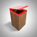 Ver imagem 2 de Lixeira de Madeira Plástica com Tampa Basculante Vermelha 96l