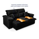 Ver imagem 4 de Sofá Retrátil Reclinável Trento 1,50m Suede Velut Preto Molas no Assento - King House