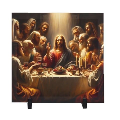 Quadro Azulejo Santa Ceia Jesus Católico Evangélico