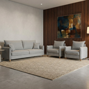 Ver imagem 1 de Conjunto Sofá Living Córdoba e Duas Poltronas Tecido Linho Cinza Claro 2,20m