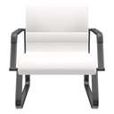 Ver imagem 2 de Kit 02 Cadeiras de Escritório Recepção Fixa Pés Preto Lev P03 Vinil Branco - Lyam Decor