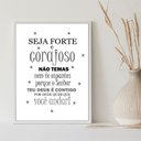 Ver imagem 2 de Quadro Seja Forte e Corajoso Minimalista 24x18cm - com Vidro:moldura Branca